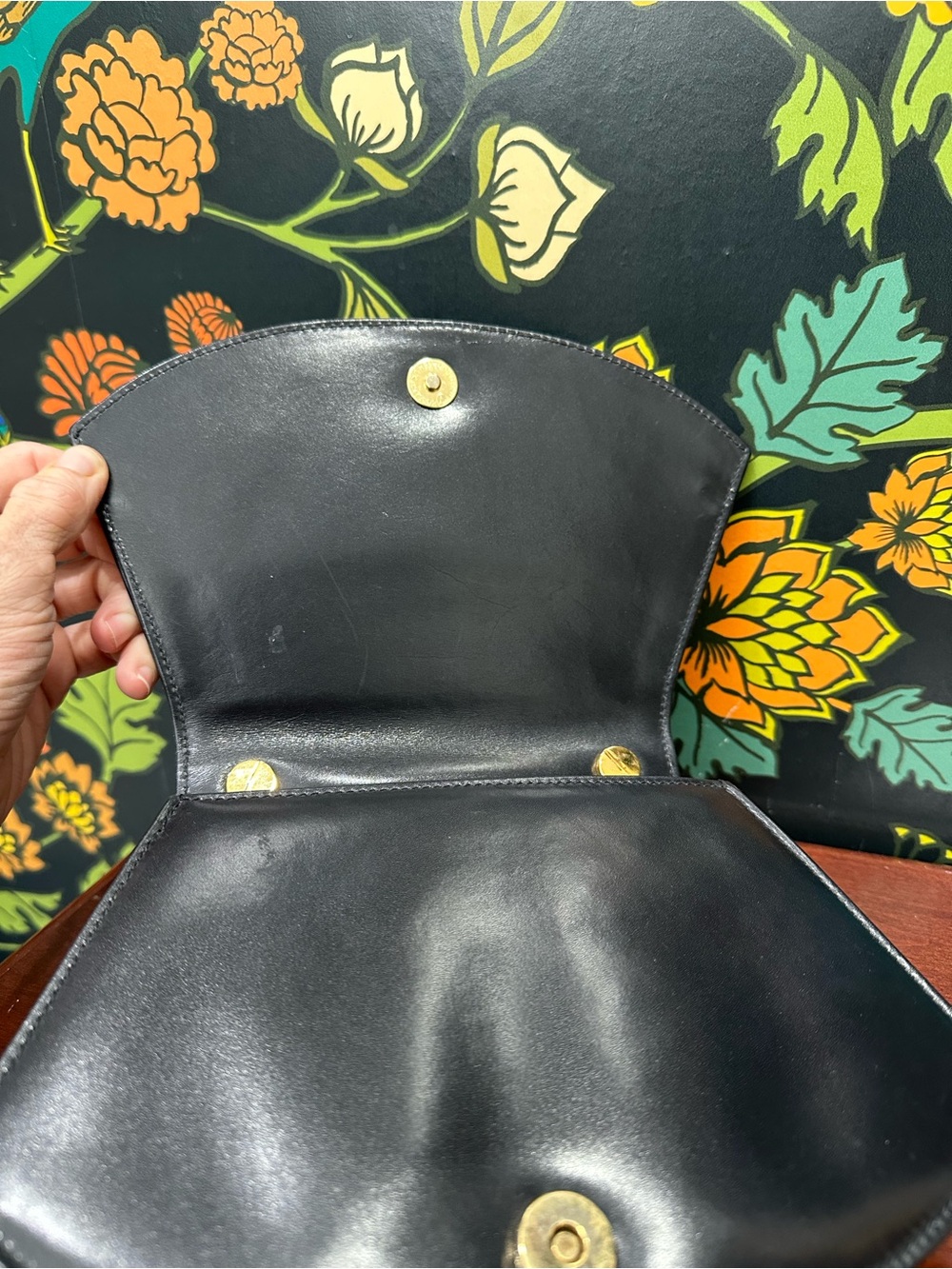 Vintage Bally Black Leather Top Handle Bag Gold Metal Handle Made in Italy - Picture 13 of 17